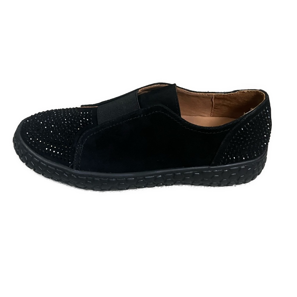 L’Amour Des Pieds NEW Zarrial Bedazzled Black Leather Slip On Sneakers- Size 6.5 - Picture 5 of 9